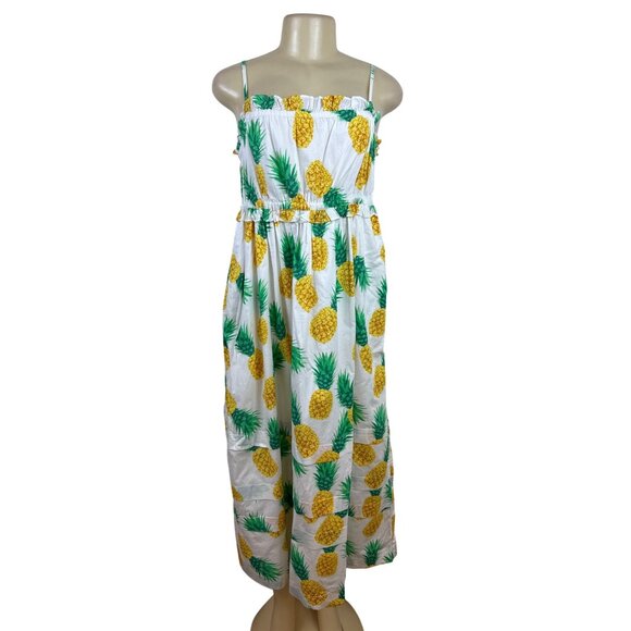 J.Crew Pineapple Print Sundress With Spaghetti Straps & Elastic Waist Size 4 - Picture 1 of 10